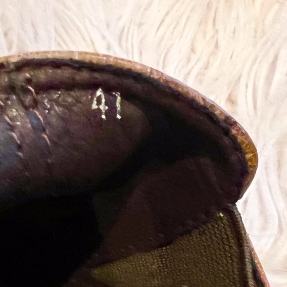 Retro Chunky Heeled Leather Slip on Heels Sz 41 - Picture 7 of 9